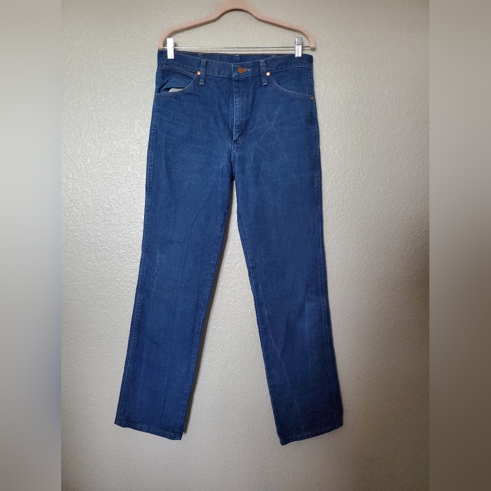Wrangler Blue Slim Fit Straight Leg Classic Denim Jeans Casual Men's 33 X 32